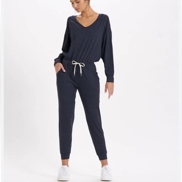 Vuori lux midnight heathered Long-Sleeve Jumpsuit with Drawstring - Picture 3 of 9